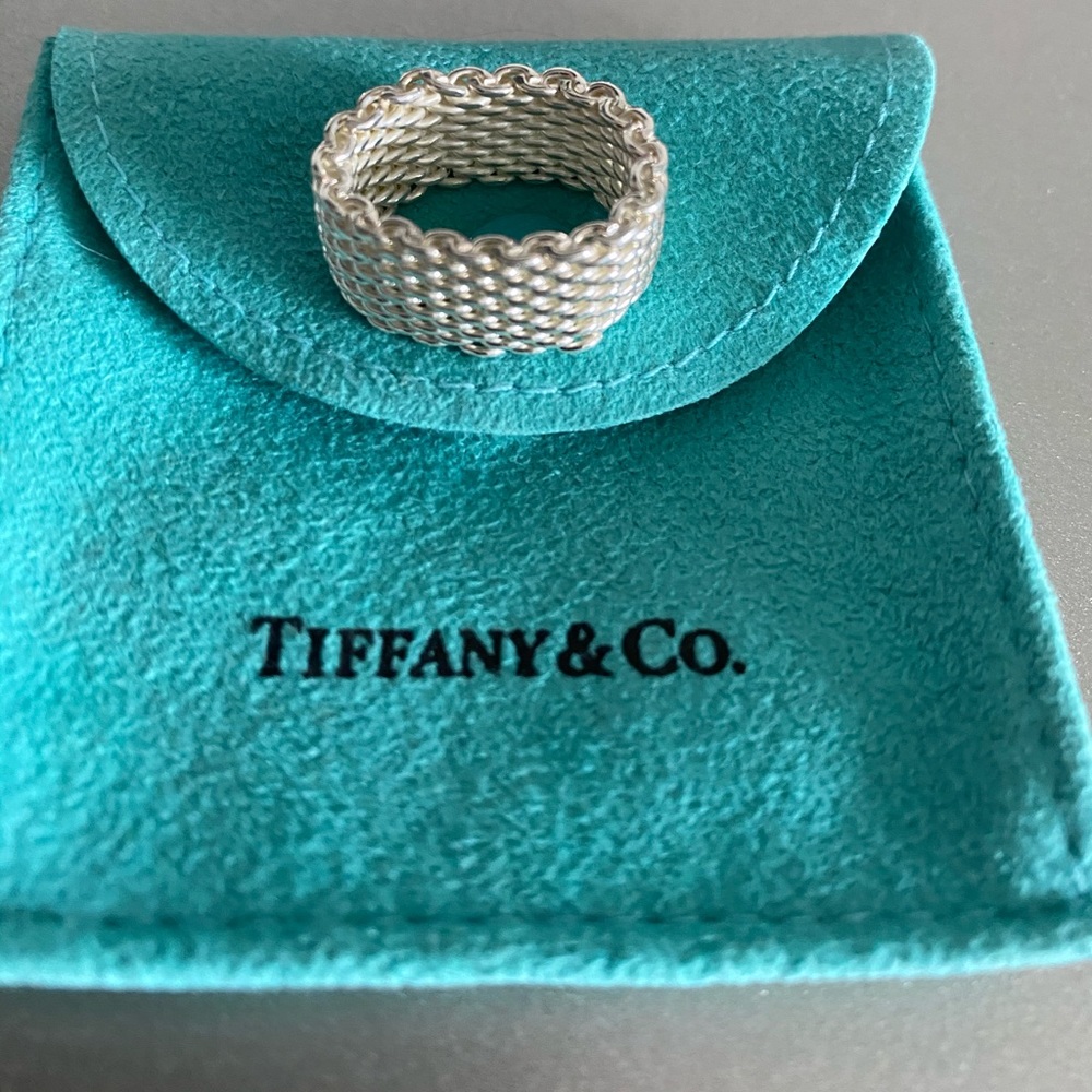 Tiffany and co somerset mesh Stirling silver ring